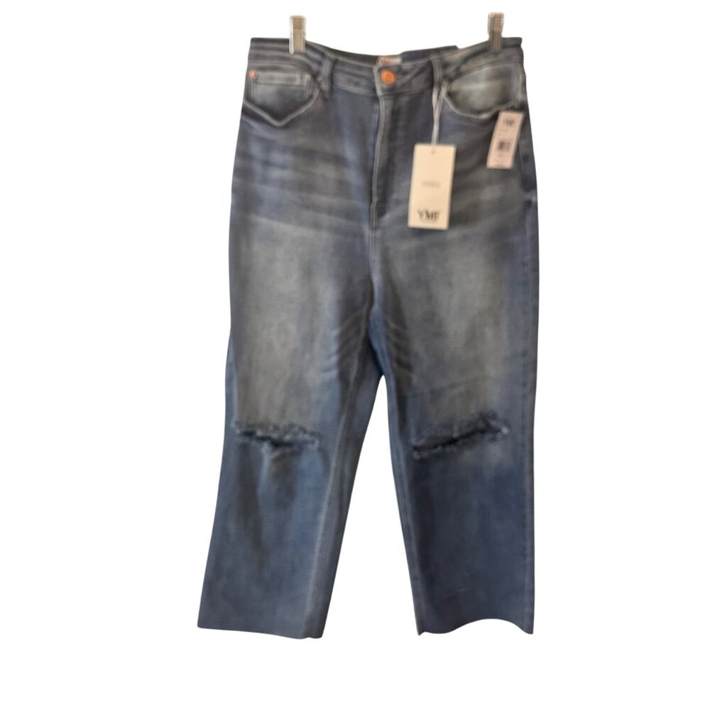 YMI Size 17/30 Womens Distressed Light Wash Straight Leg Jeans NWT - Picture 4 of 12